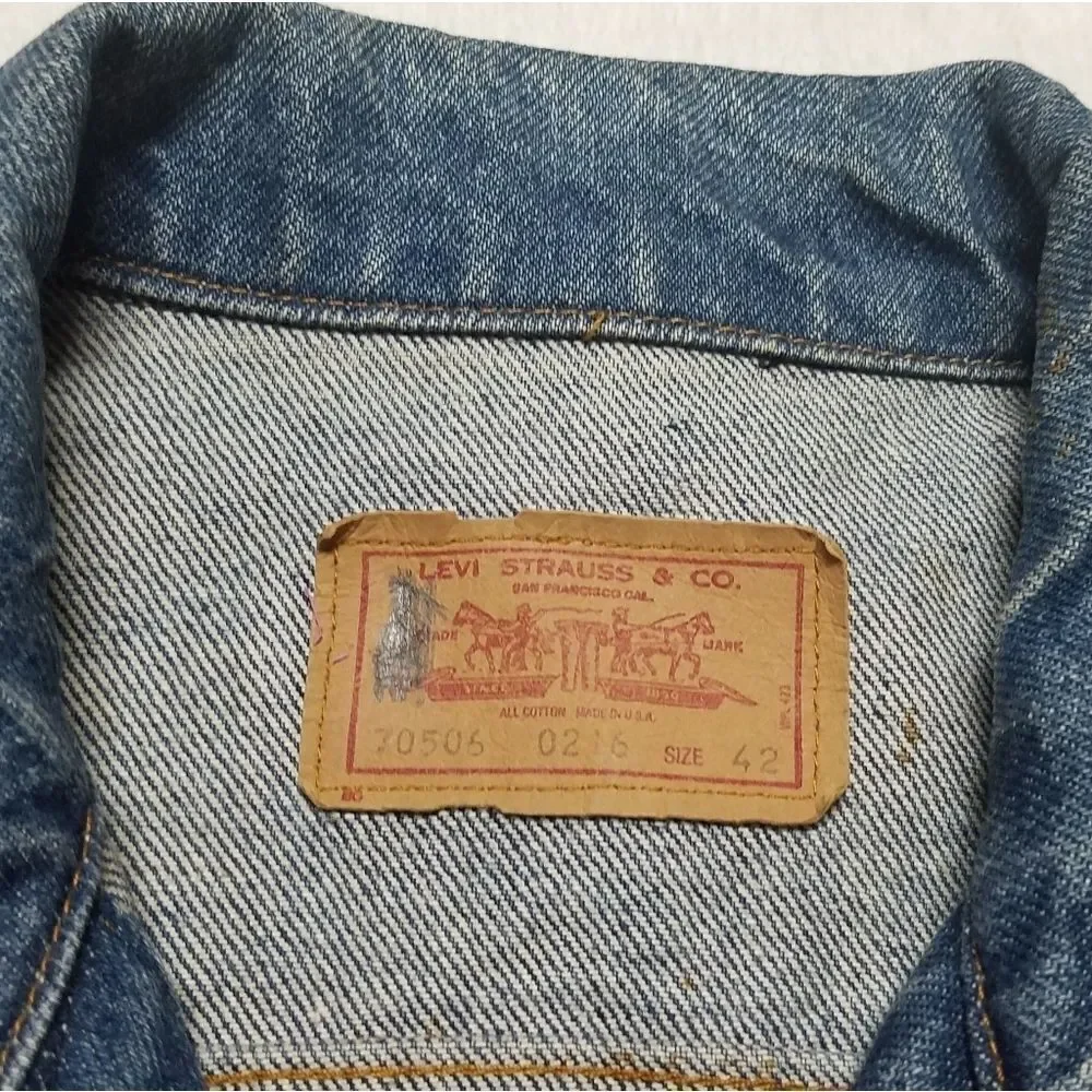 VINTAGE Levi's 506 Mid Wash Denim Trucker Jacket L
